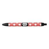 Stylo Noir Red Polka Dot Pattern Black Monogram (Devant)