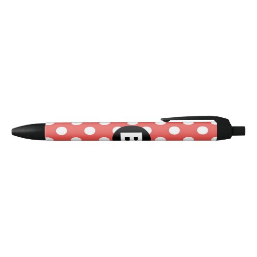 Stylo Noir Red Polka Dot Pattern Black Monogram (Haut)