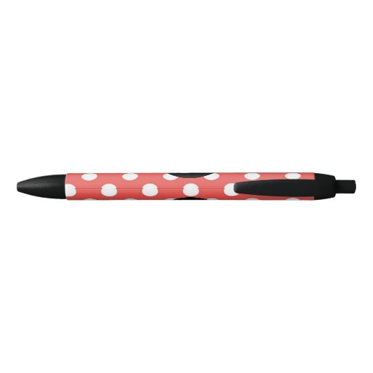 Stylo Noir Red Polka Dot Pattern Black Monogram (Dos)