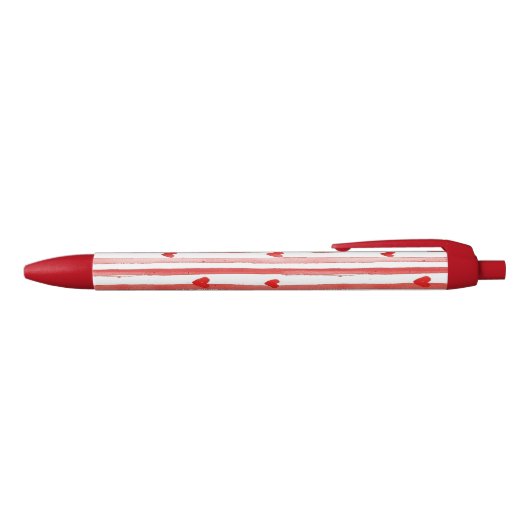 Stylo Noir Red Stripes & Coeurs (Haut)