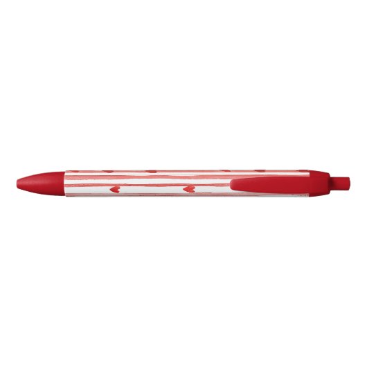 Stylo Noir Red Stripes & Coeurs (Dos)
