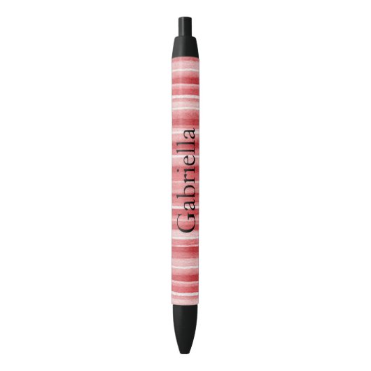 Stylo Noir Red White Blush Pink Stripes   (devant Vertical)