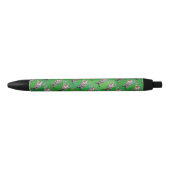 Stylo Noir Reindees Noël Sur Vert (Devant)