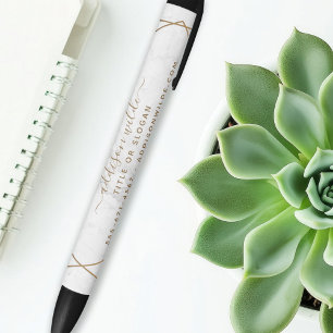 Stylo Noir Résumé Entreprise Abstrait Marbre Blanc Géométriqu