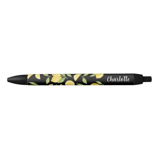 Stylo Noir Retour à l'école Wateercolor Citron Fruit Noir (Devant)