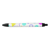 Stylo Noir Retro 80s Memphis Geometric Pattern (Devant)