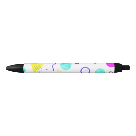 Stylo Noir Retro 80s Memphis Geometric Pattern (Devant)