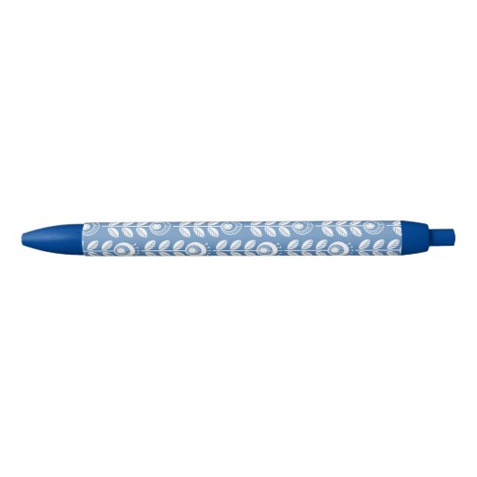 Stylo Noir Rétro motif bleu scandinave (Devant)