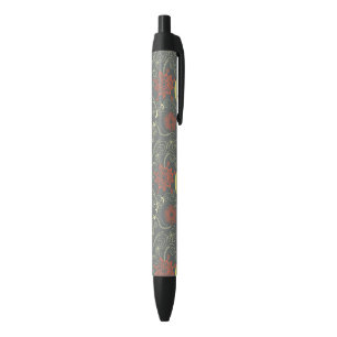 Stylo Noir Rétro motif floral 2