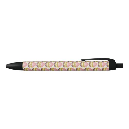 Stylo Noir Rétro motif floral rose et pourpre (Haut)