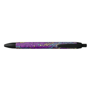 Stylo Noir Retro Neon Maze Motif - Arcade esthétique