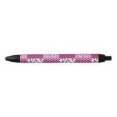 Stylo Noir Rétro point de polka de crâne de fleur (Devant)