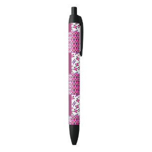Stylo Noir Rétro point de polka de crâne de fleur