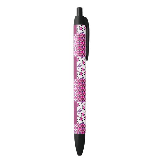 Stylo Noir Rétro point de polka de crâne de fleur (Bas (Vertical))