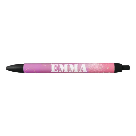 Stylo Noir Romantic glitter pink art (Devant)