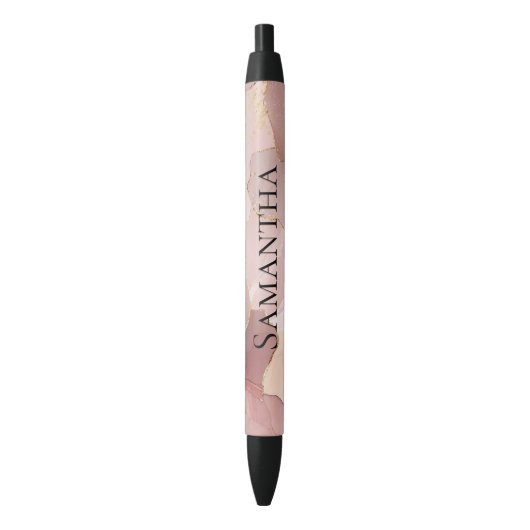 Stylo Noir Romantique Blush Rose or Floral (devant Vertical)