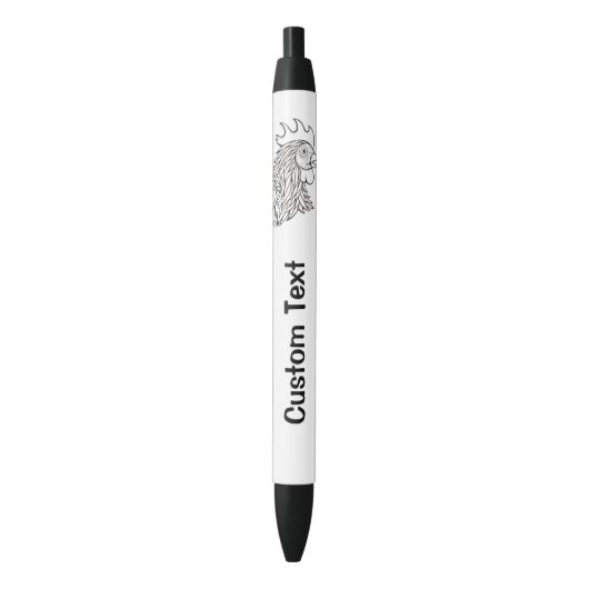 Stylo Noir Rooster's Head Line Art (devant Vertical)