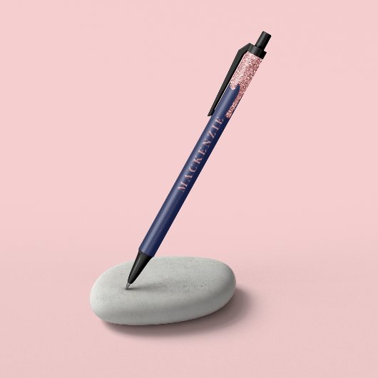 Stylo Noir Rose bleu marine Parties scintillant d'or goutte d