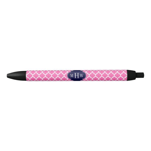 Stylo Noir Rose Chaud #2 Blanc Marocain #5 Navy 3 Monogramme (Devant)