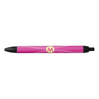 Stylo Noir Rose chaud soleil éclat Monogramme jaune Cercle