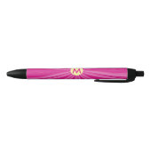 Stylo Noir Rose chaud soleil éclat Monogramme jaune Cercle (Bas)