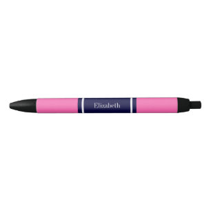 Stylo Noir Rose chaud solide #2, Nom du ruban bleu marine Mon