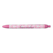 Stylo Noir Rose Chic Moderne Cute Fluffé Lapin Lapin (Devant)