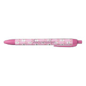 Stylo Noir Rose Chic Moderne Cute Fluffé Lapin Lapin (Bas)