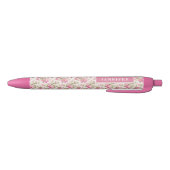 Stylo Noir Rose de cottage rose | Personnalisé (Bas)