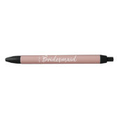Stylo Noir Rose de script moderne Gold Bridesmaid Nom (Devant)