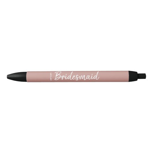 Stylo Noir Rose de script moderne Gold Bridesmaid Nom (Devant)