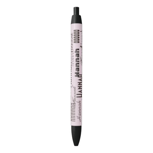 Stylo Noir Rose en pastel et noir nommés personnalisés (devant Vertical)