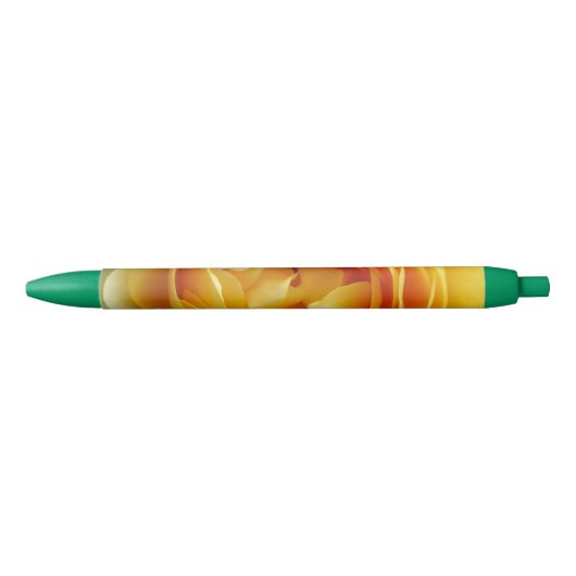 Stylo Noir rose et bouton de rose (Devant)