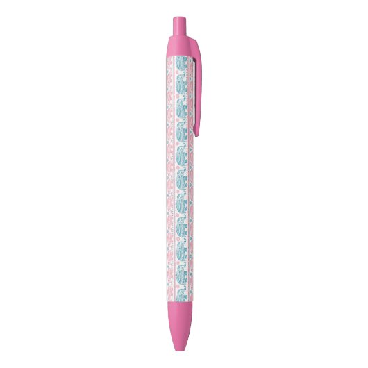 Stylo Noir Rose et motif ethnique turquoise d'éléphant (Bas (Vertical))