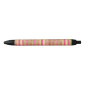Stylo Noir Rose et rayures d'aquarelle d'or (Devant)