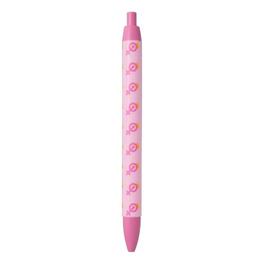Stylo Noir Rose Féministe (devant Vertical)