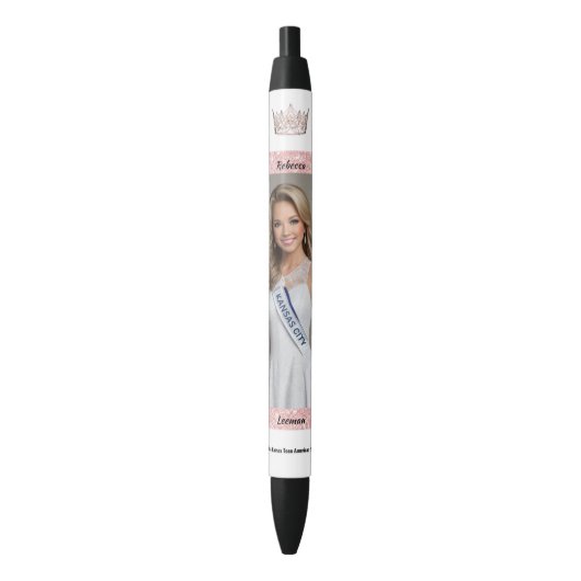 Stylo Noir Rose Gold Glitz Pageant Titulaire Autograph Pen (devant Vertical)