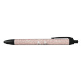 Stylo Noir Rose Gold Pailleté Blush Rose Monogramme Script (Haut)