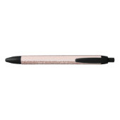 Stylo Noir Rose Gold Pailleté Blush Rose Monogramme Script (Dos)