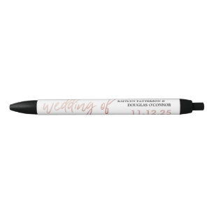 Stylo Noir Rose moderne Gold Foil Script mariage Faveur