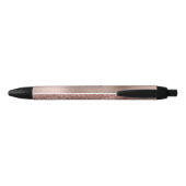 Stylo Noir Rose monogramme Parties scintillant d'or sur métal (Dos)