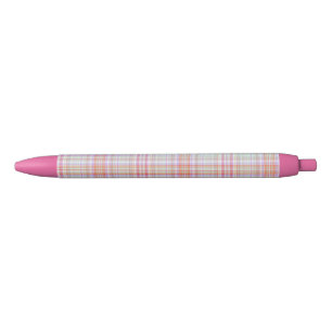 Stylo Noir Rose 'n vert Élégant Géométrique Plaid Simple