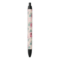 Rose pâle | Chic Aquarelle Floral Monogramme