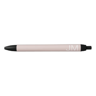 Stylo Noir Rose Pâle Tendance Monogramme Géant Initiales