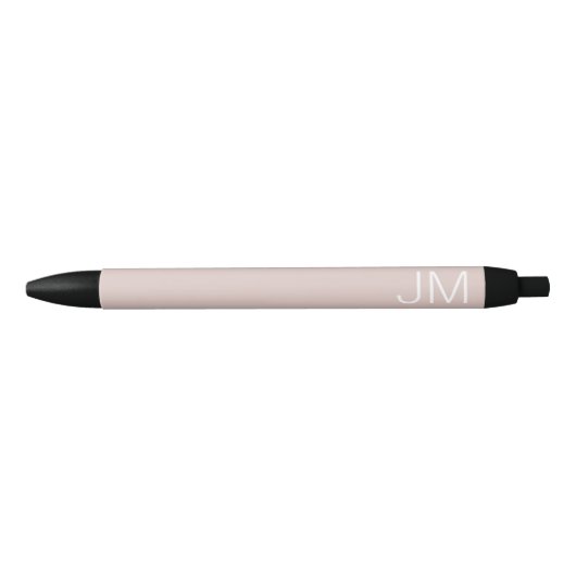 Stylo Noir Rose Pâle Tendance Monogramme Géant Initiales (Devant)