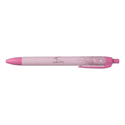 Stylo Noir Rose Parties scintillant Lecteurs Monogramme Perso (Bas)