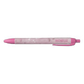 Stylo Noir Rose Rose Gold Parties scintillant Monogramme Nom  (Bas)
