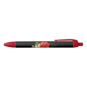 Stylo Noir Rose rouge et marguerites Arrière - plan noir (Haut)