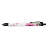 Stylo Noir Roses assez roses d'aquarelle (Haut)