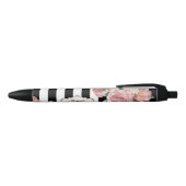 Stylo Noir Roses avec les rayures noires et blanches (Haut)